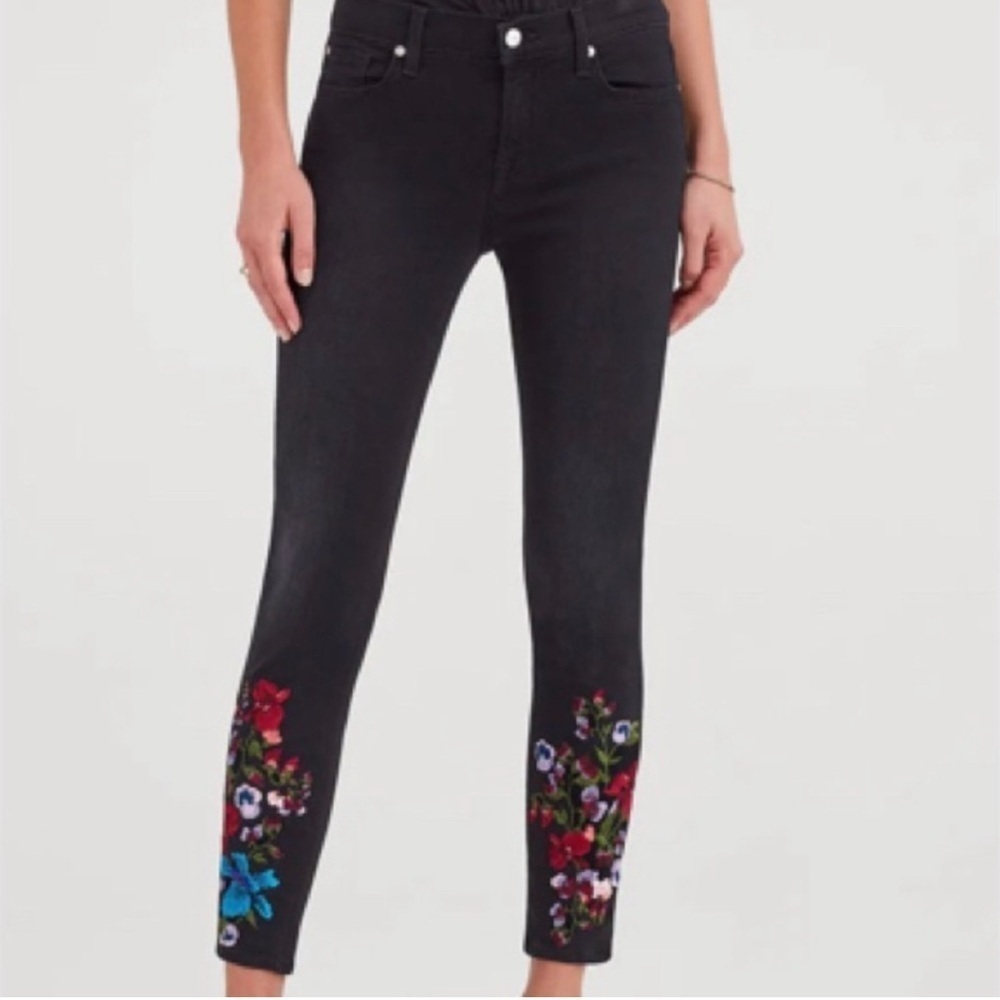 7 For All Mankind ankle skinny Jeans with Floral Embroidery